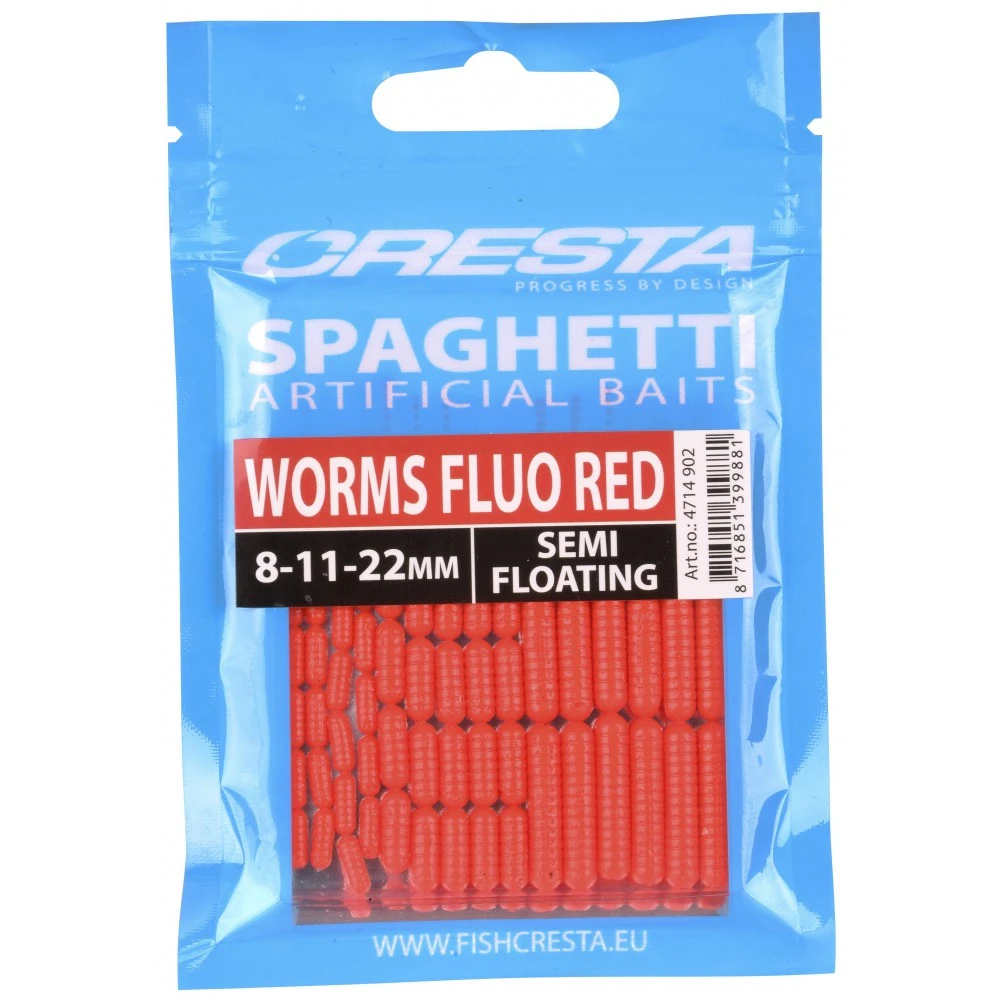 Cresta Worms Fluo Red Spaghetti 3 Cresta Worms Fluo Red Spaghetti