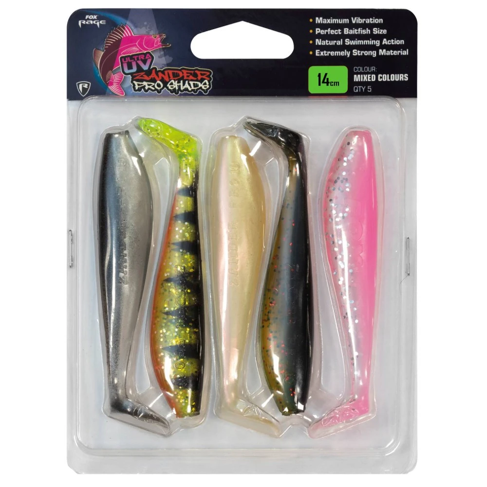 Fox Rage Zander Pro Shad UV Mixed Colour Packs 14 Cm 2 Fox Rage Zander Pro Shad UV Mixed Colour Packs 14 Cm