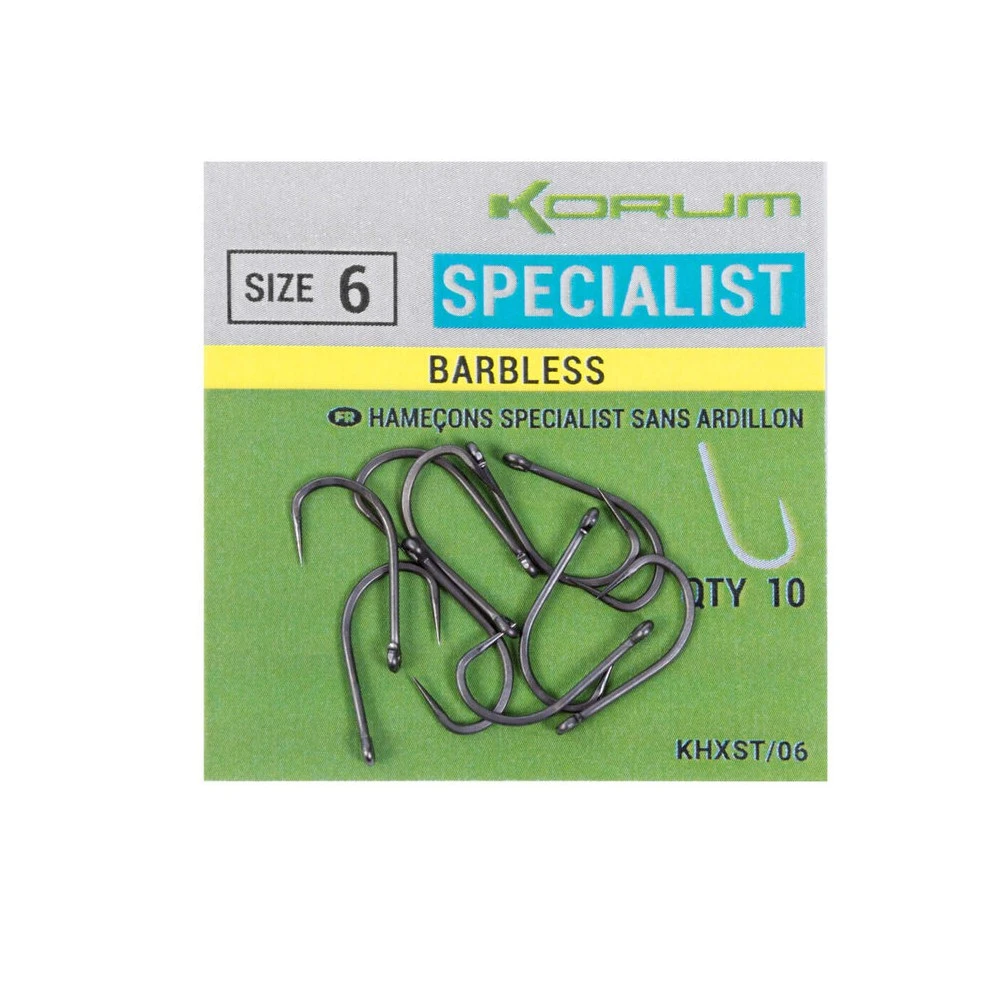 Korum Xpert Specialist Size 10 Barbless Hook 3 Korum Xpert Specialist Size 10 Barbless Hook