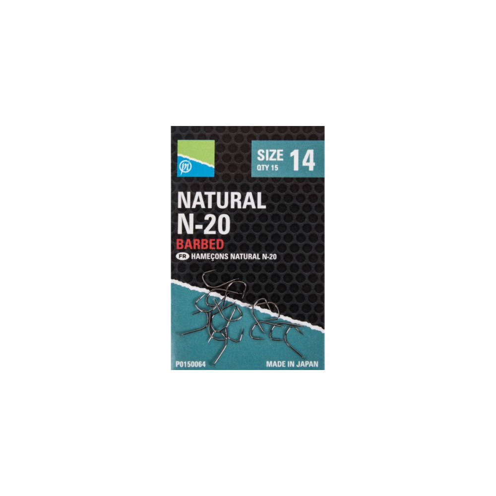 PRESTON INNOVATIONS Preston Natural N-20 Size 12 Barbed Hook 3 PRESTON INNOVATIONS Preston Natural N-20 Size 12 Barbed Hook