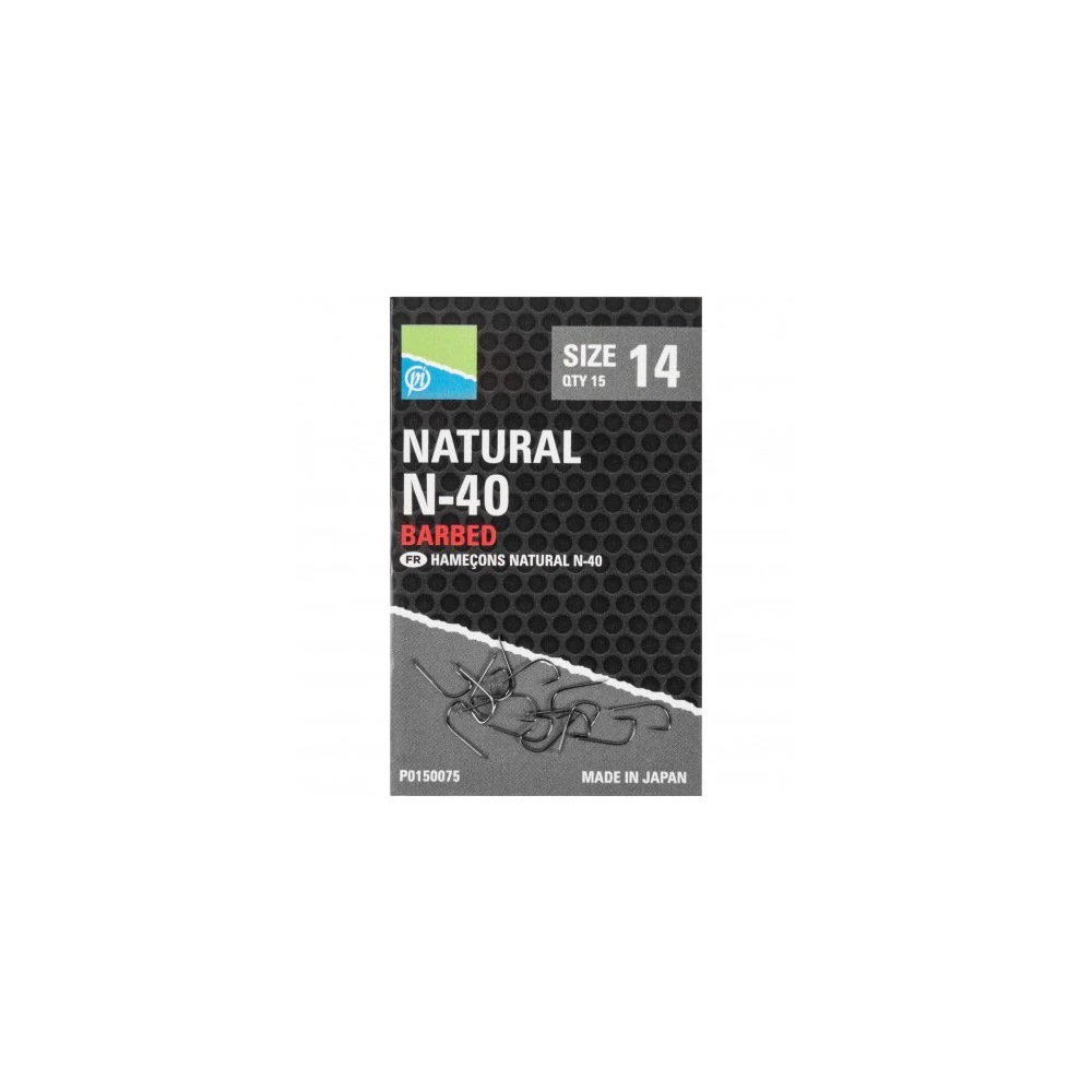 PRESTON INNOVATIONS Preston Natural N-40 Size 14 Barbed Hook 3 PRESTON INNOVATIONS Preston Natural N-40 Size 14 Barbed Hook